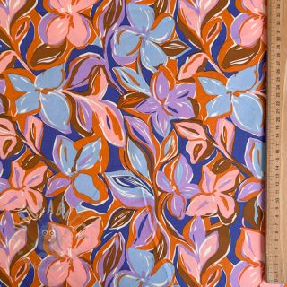 Pamuk VISCOSE Flowers dark petrol