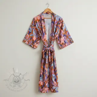 Pamuk VISCOSE Flowers dark petrol