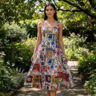 Pamuk SATIN Summer patchwork digital print