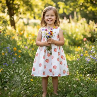 Tetra Tkanina/Muslin Strawberries digital print