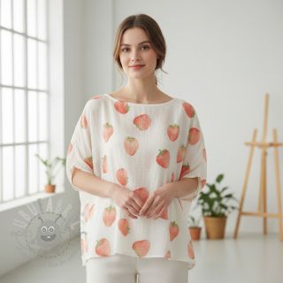 Tetra Tkanina/Muslin Strawberries digital print