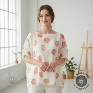 Tetra Tkanina/Muslin Strawberries digital print