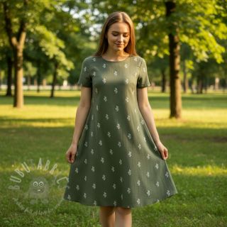 Tetra Tkanina/Muslin EMBROIDERY Cactus green