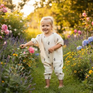 Tetra Tkanina/Muslin EMBROIDERY Cactus SIMPLY NATURAL