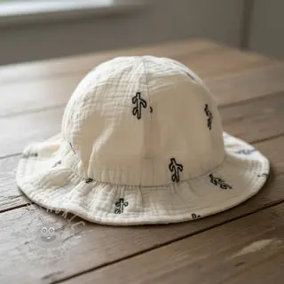 Tetra Tkanina/Muslin EMBROIDERY Cactus SIMPLY NATURAL