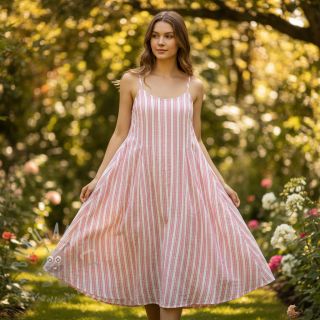 Tetra Tkanina/Muslin YARN DYED Stripe in stripe pink