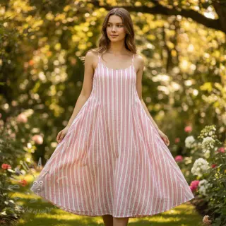 Tetra Tkanina/Muslin YARN DYED Stripe in stripe pink