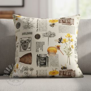 Dekorativna tkanina Linenlook Bee Honey Recipe digital print