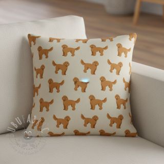 Dekorativna tkanina Linenlook Labradoodle Dog Love digital print