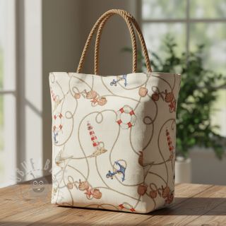 Dekorativna tkanina Linenlook Maritime Rope Mix digital print