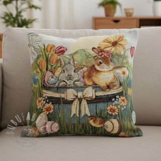 Dekorativna tkanina GOBELIN PREMIUM Floral Easter Bunny PANEL