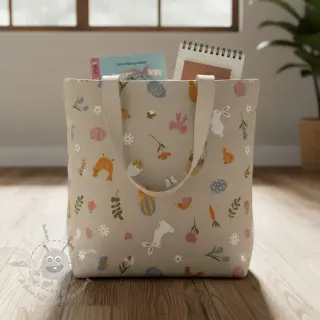 Dekorativna tkanina Linenlook premium Easter Doodle Icon