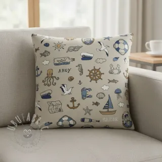 Dekorativna tkanina Linenlook premium Nautical Doodle