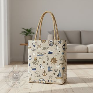 Dekorativna tkanina Linenlook premium Nautical Doodle