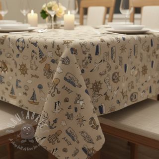 Dekorativna tkanina Linenlook premium Nautical Doodle