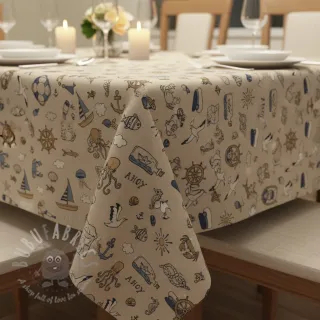 Dekorativna tkanina Linenlook premium Nautical Doodle