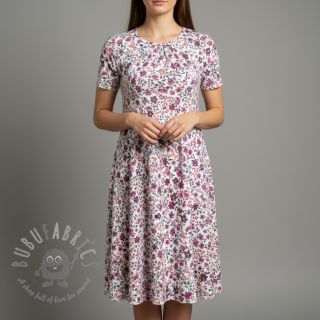 Jersey Flowers fuchsia digital print ORGANIC