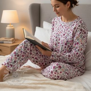 Jersey Flowers fuchsia digital print ORGANIC