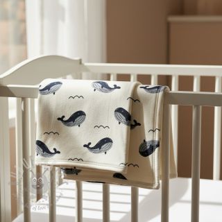 Triko materijal čupav JOGGING Whales ecru