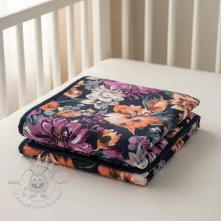 Triko Flower Luna navy digital print
