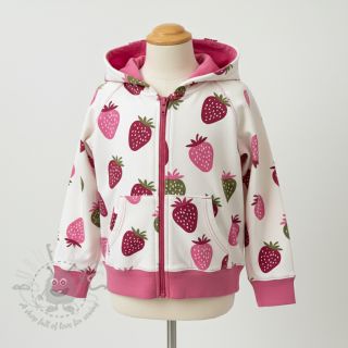 Triko materijal čupav JOGGING Strawberries ecru