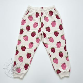 Triko materijal čupav JOGGING Strawberries ecru