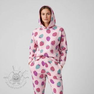 Triko materijal čupav JOGGING Strawberries pink
