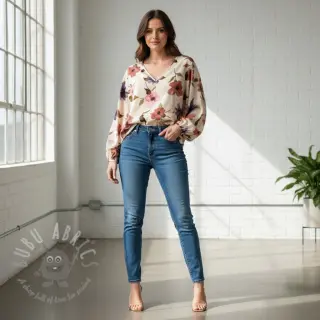 Pamuk VISCOSE Flowers offwhite digital print