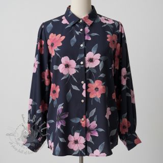 Pamuk VISCOSE Flowers navy digital print