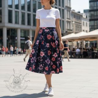 Pamuk VISCOSE Flowers navy digital print