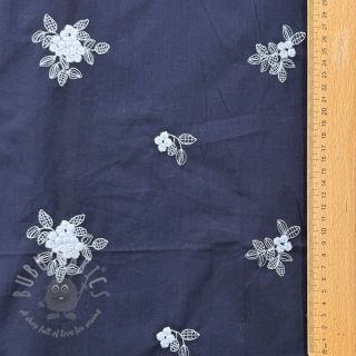 Pamuk VOILE EMBROIDERY Flowers navy