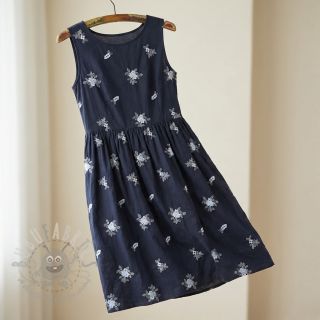 Pamuk VOILE EMBROIDERY Flowers navy