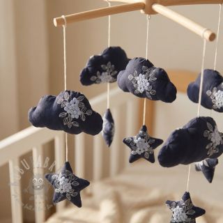 Pamuk VOILE EMBROIDERY Flowers navy