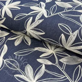 Pamuk JEANS Embroidery Flowers white