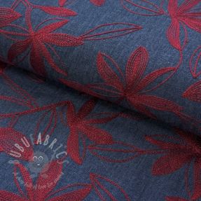 Pamuk JEANS Embroidery Flowers burgundy