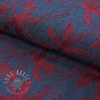 Pamuk JEANS Embroidery Flowers burgundy