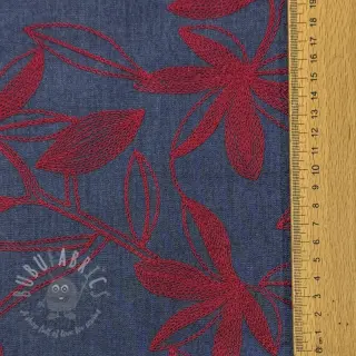 Pamuk JEANS Embroidery Flowers burgundy