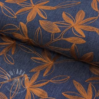 Pamuk JEANS Embroidery Flowers camel