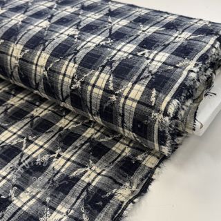 Pamuk YARN DYED BRUSHED Check EMBROIDERY navy
