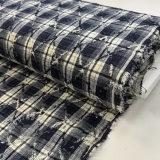 Pamuk YARN DYED BRUSHED Check EMBROIDERY navy