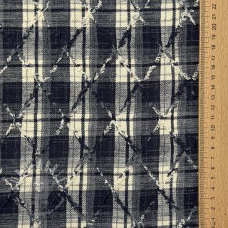 Pamuk YARN DYED BRUSHED Check EMBROIDERY navy