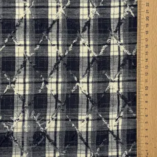 Pamuk YARN DYED BRUSHED Check EMBROIDERY navy