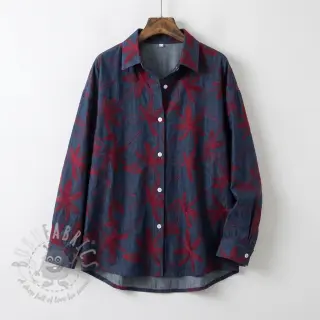 Pamuk JEANS Embroidery Flowers burgundy