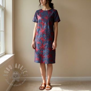 Pamuk JEANS Embroidery Flowers burgundy