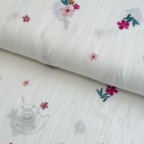 Tetra Tkanina/Muslin EMBROIDERY Flowers MIA camel