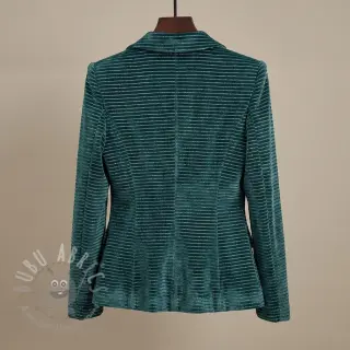 Samet VELVET LUREX Stripe forest green