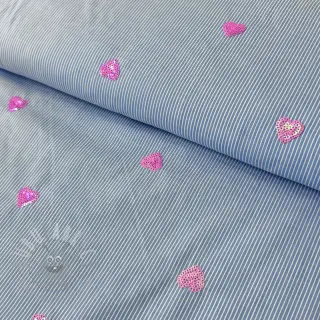Pamuk Stripes Sequins Hearts blue