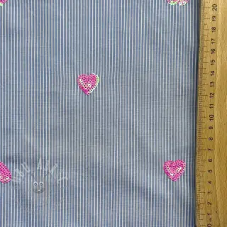 Pamuk Stripes Sequins Hearts blue
