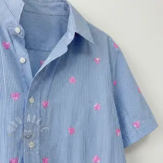 Pamuk Stripes Sequins Hearts blue