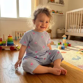 Pamuk Stripes Sequins Hearts blue